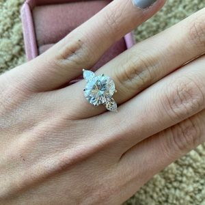 White Gold and Moissanite 3-Stone Engagement Ring
